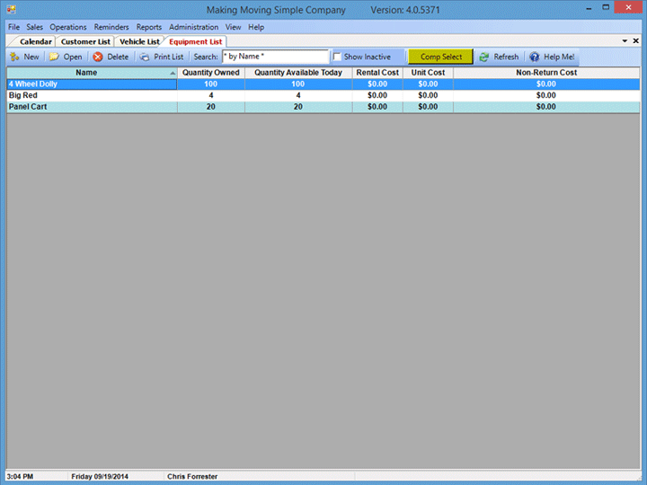 Equipment List